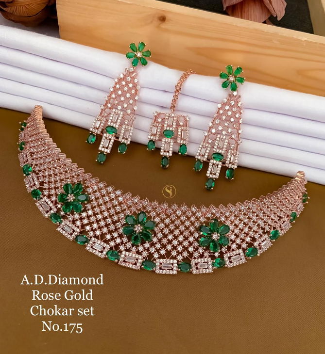 3 Designer AD Diamond Designer Chokar Set Wholesale Price In Surat
